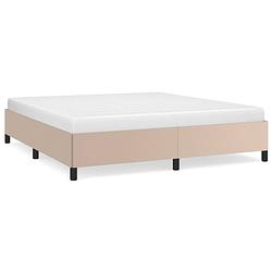 Foto van The living store bedframe cappuccino kunstleer - 203 x 183 x 35 cm - ondersteunende poten - multiplex lattenbodem