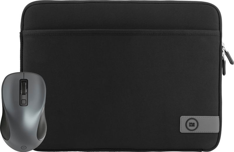 Foto van Bluebuilt cm01 silent click draadloze muis + 13 inch laptophoes breedte 30cm - 31cm zwart