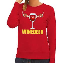 Foto van Foute kersttrui / sweater wijntje winedeer rood voor dames - kersttruien xs (34)