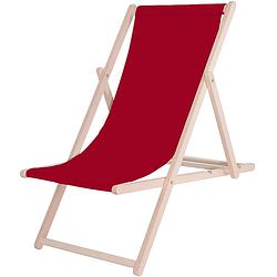 Foto van Ligbed strandstoel ligstoel verstelbaar beukenhout handgemaakt bordeaux rood