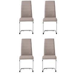 Foto van Jane set van 4 stoelen - chroom onderstel - taupe stof - l 42 x d 56 x h 99 cm