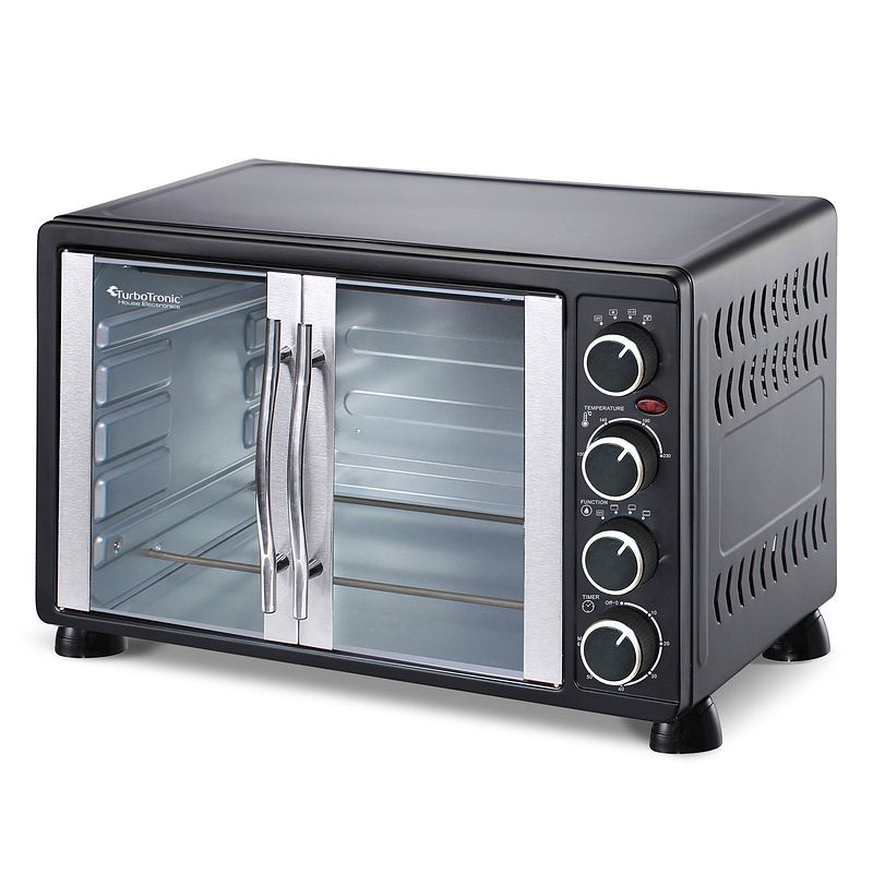 Foto van Turbotronic feo55 vrijstaande oven - met franse deuren - 55l - zwart