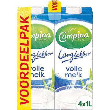 Foto van Campina langlekker volle melk voordeel 4 x 1l bij jumbo