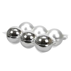 Foto van 6x stuks glazen kerstballen zilver 8 cm mat/glans - kerstbal