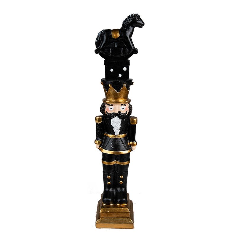 Foto van Clayre & eef kerstdecoratie notenkraker 23 cm zwart kunststof decoratief figuur decoratieve accessoires woonaccessoires