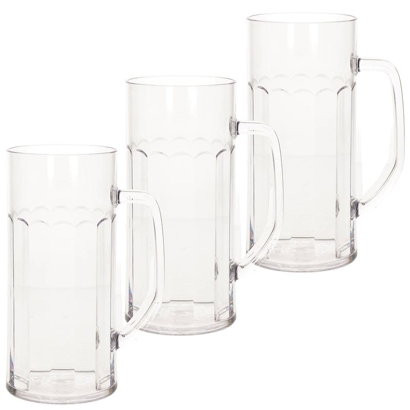 Foto van 4x stuks onbreekbare bierpul ribbel transparant kunststof 56 cl/560 ml - bierglazen