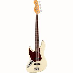 Foto van Fender american professional ii jazz bass lh olympic white rw linkshandige elektrische basgitaar met koffer