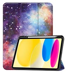 Foto van Basey ipad 10 hoes case hoesje hard cover - ipad 10 2022 hoesje bookcase uitsparing apple pencil - galaxy