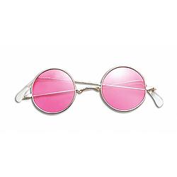 Foto van Hippie / flower power verkleed bril roze - verkleedbrillen