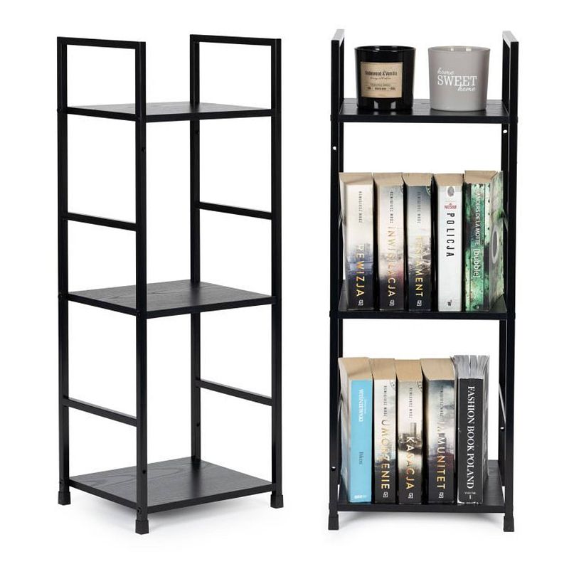 Foto van Modern home industriële loft stijl boekenkast met 3 planken - 80 x 29 x 23,5 cm - bruin