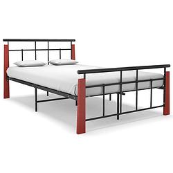 Foto van Vidaxl bedframe metaal en massief eikenhout 120x200 cm