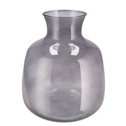 Foto van Dk design bloemenvaas mira - fles vaas - smoke glas - d24 x h28 cm - vazen