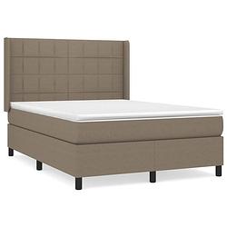 Foto van The living store boxspringbed - comfort - bed - 203 x 147 x 118/128 cm - taupe - pocketvering matras - middelharde