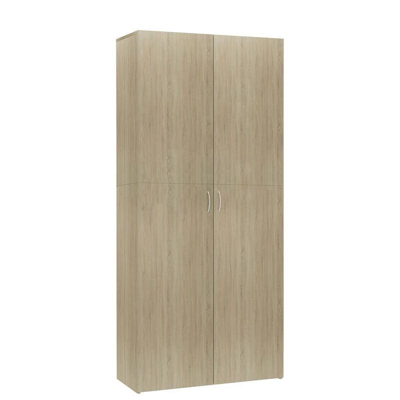 Foto van The living store schoenenkast - sonoma eiken - 80 x 35.5 x 180 cm - 6 schappen - 2 deuren