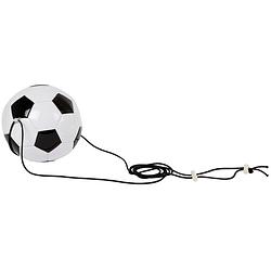 Foto van Toys amsterdam voetbal met elastiek 19 cm kunstleer zwart/wit
