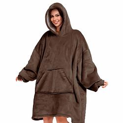 Foto van Sherry oversized hoodie - 70x110 cm - hoodie & deken in één - heerlijke, grote fleece hoodie deken - chocolate martini -