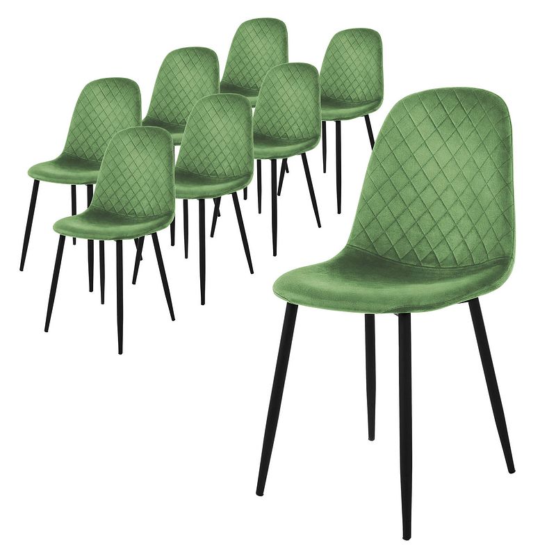 Foto van Ml-design eetkamerstoelen set van 8, sage, keukenstoel met fluwelen bekleding, woonkamerstoel met rugleuning,