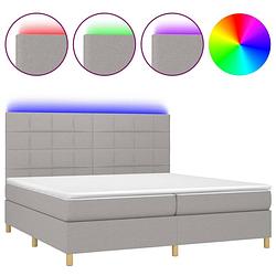 Foto van Vidaxl boxspring met matras en led stof lichtgrijs 200x200 cm