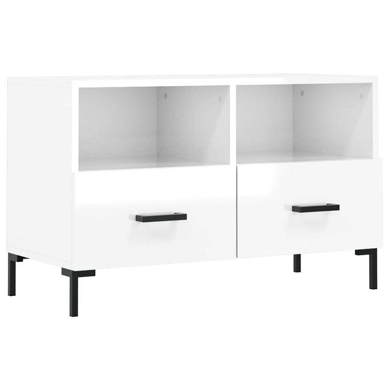 Foto van The living store televisiekast - trendy - tv-meubel - 80 x 36 x 50 cm - hoogglans wit