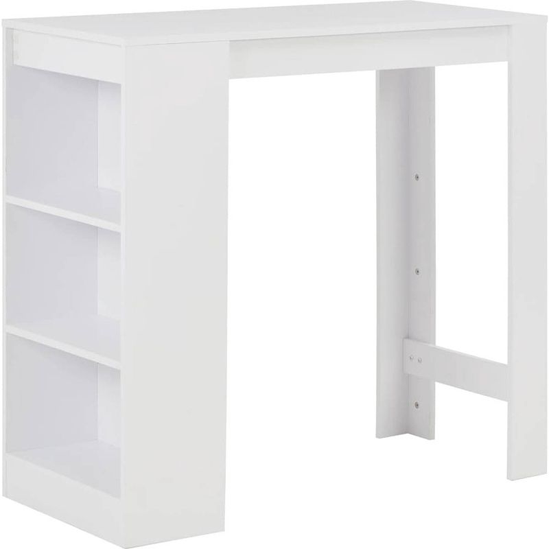 Foto van The living store bartafel life - hoge tafel - wit - 110 x 50 x 103 cm - met 3 schappen