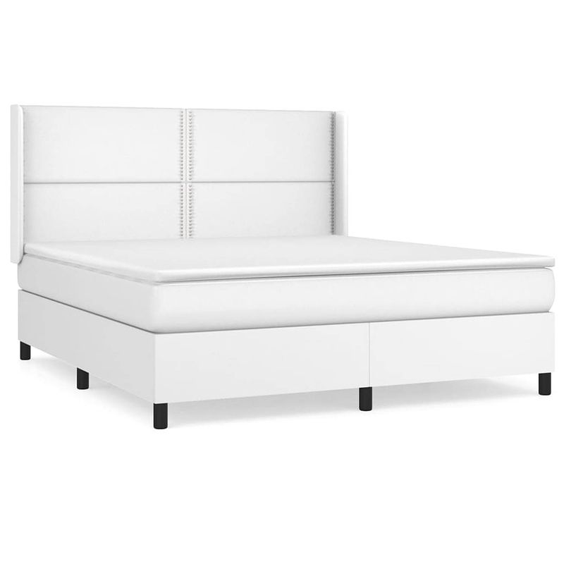 Foto van Vidaxl boxspring met matras kunstleer wit 180x200 cm