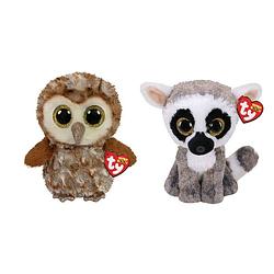 Foto van Ty - knuffel - beanie buddy - percy owl & linus lemur