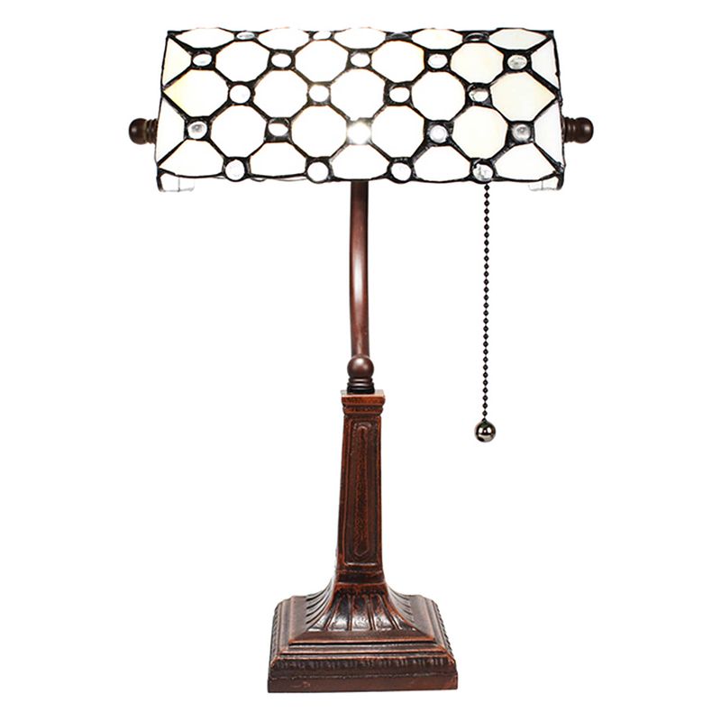 Foto van Haes deco - tiffany tafellamp creme 26x16x40 cm fitting e27 / lamp max 1x40w