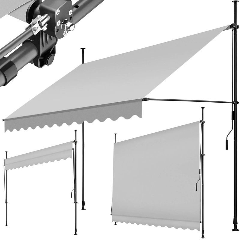 Foto van Tectake - klemluifel - zonnescherm - zonneluifel - klem-zonwering - zonnescherm balkon - 300 x 180 cm - lichtgrijs