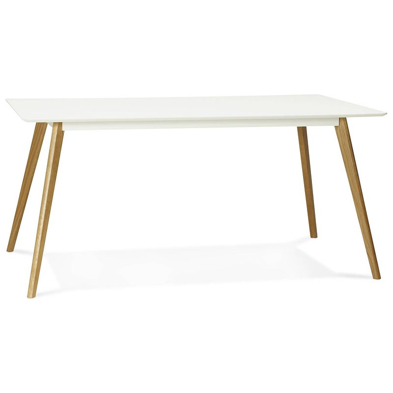 Foto van 24designs eettafel lina - l160 x b90 x h75 cm - wit tafelblad - poten eikenhout