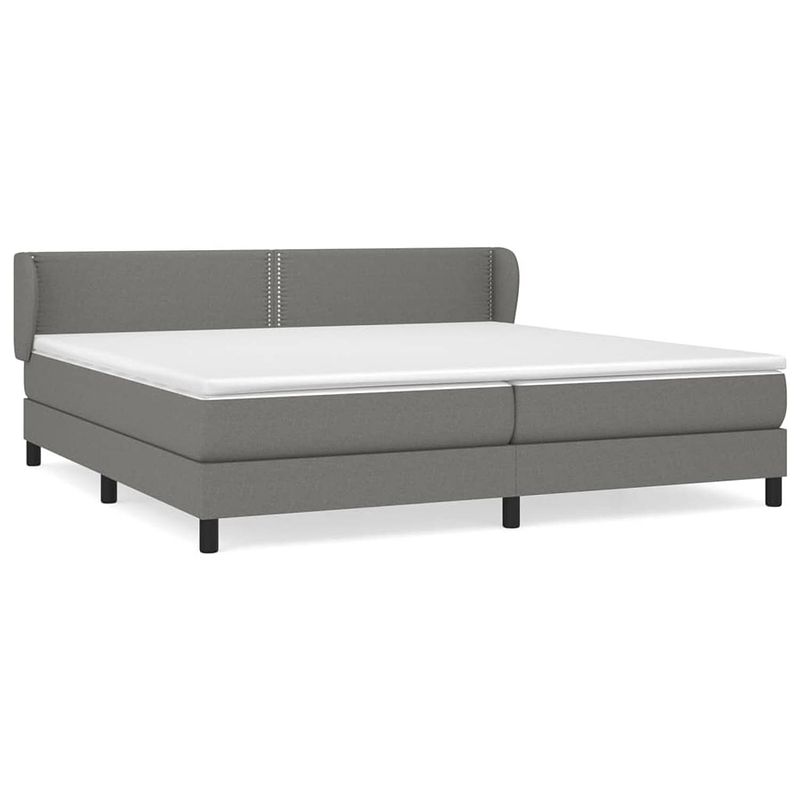 Foto van The living store boxspringbed donkergrijs - 203x203x78/88 cm - pocketvering matras - middelharde ondersteuning -