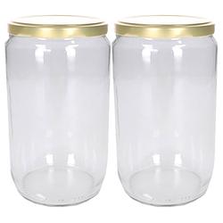 Foto van Set van 2x stuks luchtdichte weckpotten/jampotten transparant glas 720 ml - weckpotten