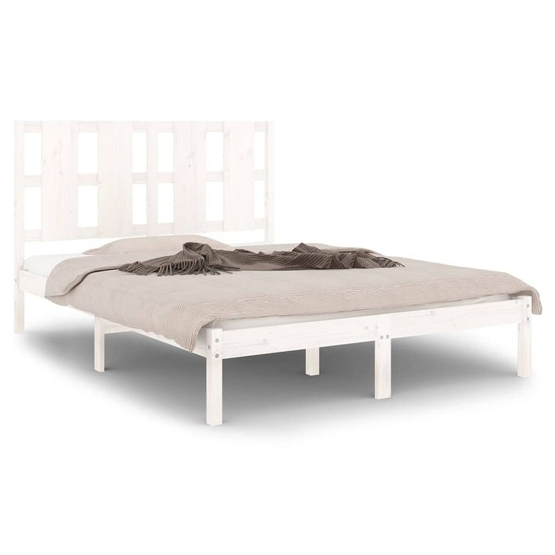 Foto van The living store houten bedframe - massief grenenhout - 205.5 x 145.5 x 100 cm - met stevige lattenbodem