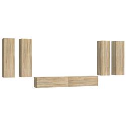 Foto van The living store televisiemeubel set sonoma eiken - 2 x 100x30x30cm - 4 x 30.5x30x110cm