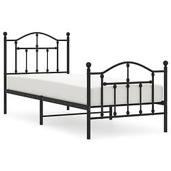 Foto van Vidaxl bedframe met hoofd- en voeteneinde metaal zwart 90x200 cm