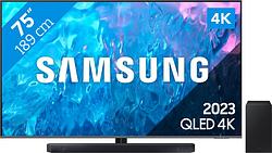Foto van Samsung qled 75q74c (2023) + soundbar