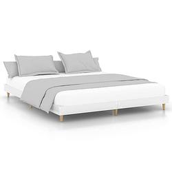 Foto van The living store bedframe - duurzaam - bed - afmetingen- 203 x 143 x 20 cm - kleur- hoogglans wit