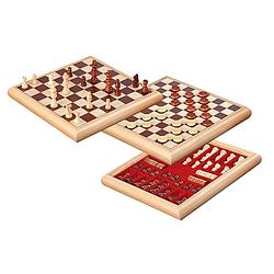 Foto van Philos houten schaak-dam set 32x32cm