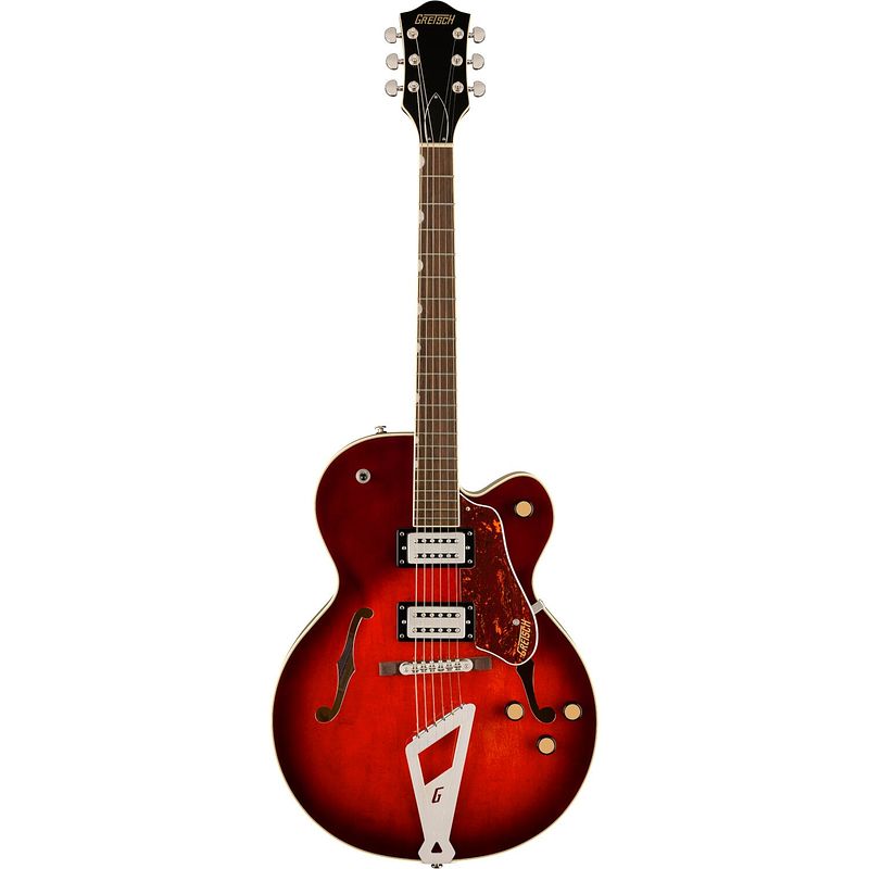 Foto van Gretsch g2420 streamliner hollow body chromatic ii tailpiece claret burst semi-akoestische gitaar