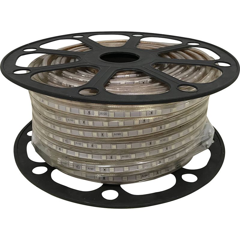 Foto van Led strip - aigi strabo - 50 meter - ip65 waterdicht - groen - 5050 smd 230v