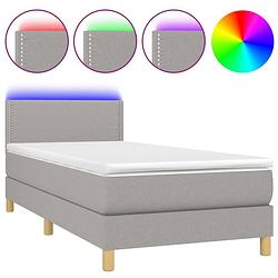 Foto van The living store bed led - light gray - 203x100 cm - adjustable headboard - pocket spring mattress - skin-friendly