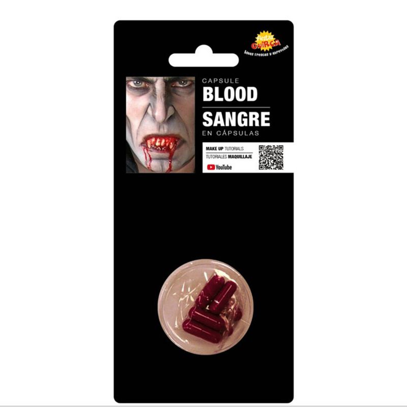 Foto van Halloween 8x stuks horror kunstbloed capsules voor in de mond - schmink