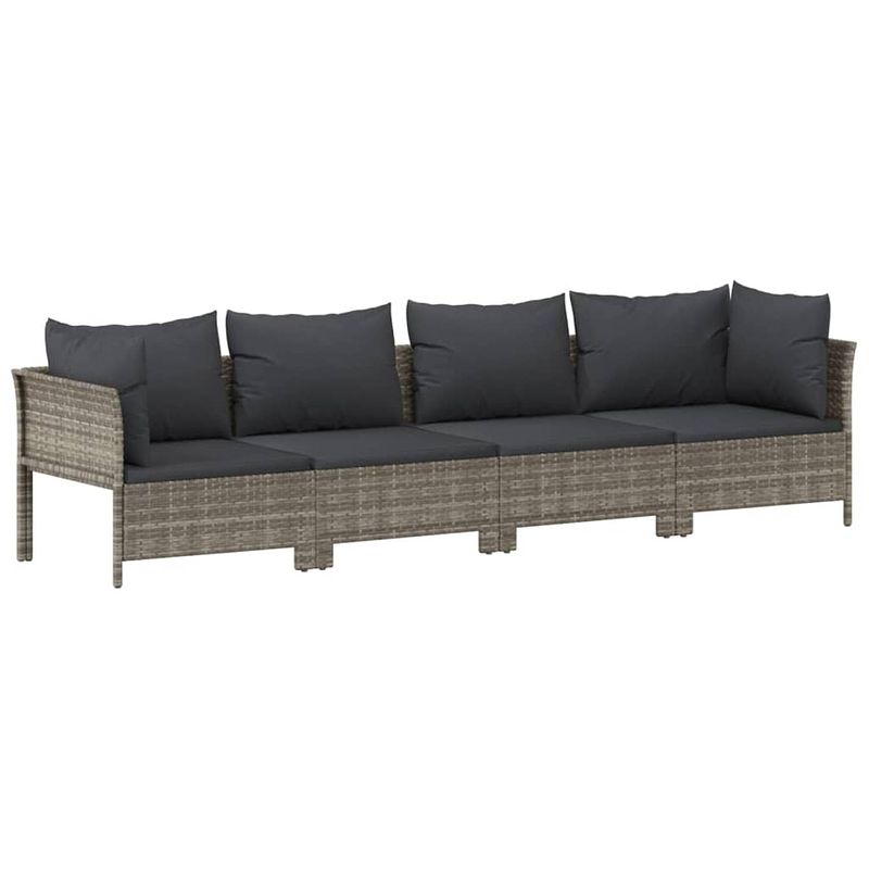 Foto van Vidaxl 4-delige loungeset met kussens poly rattan grijs