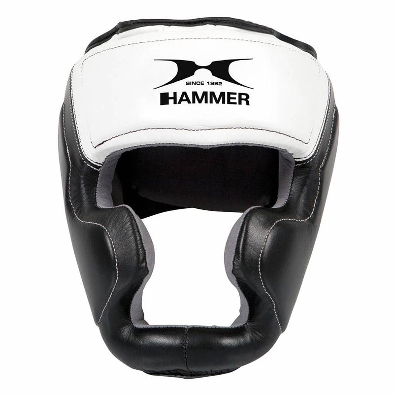 Foto van Hammer boxing hoofdbeschermer sparring - leer - zwart/wit - maat l/xl - leer
