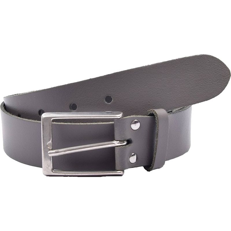 Foto van Riem - riemen - grijs - 3.5 cm - unisex - 100% leren - leder - riem maat 85