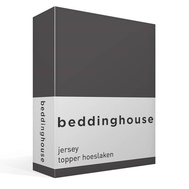 Foto van Beddinghouse jersey topper hoeslaken - 100% gebreide jersey katoen - lits-jumeaux (180x200/220 cm) - anthracite