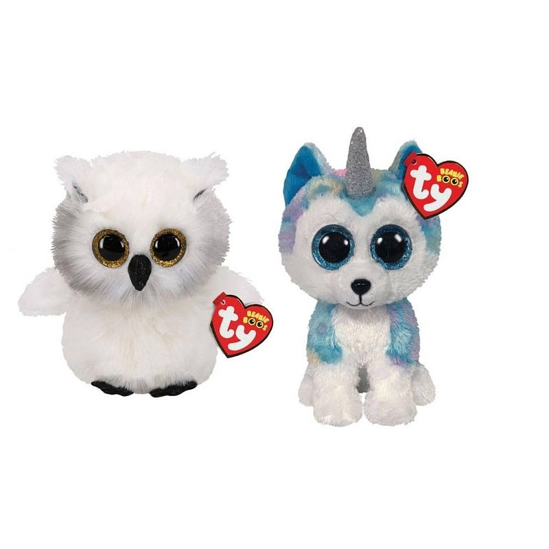 Foto van Ty - knuffel - beanie boo's - ausitin owl & helena husky