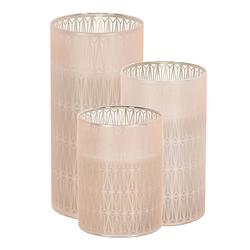 Foto van Luxe led kaarsen in glas - set 3x st - 10, 12,5 en 15 cm - warm wit - led kaarsen