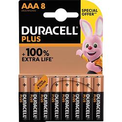 Foto van Duracell batterij plus 100% aaa, blister van 8 stuks 10 stuks