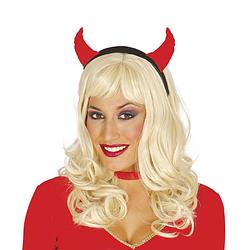 Foto van Fiestas guirca haarband duivelsoren dames polyester rood/zwart