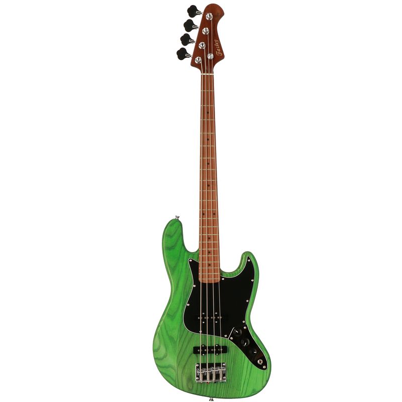 Foto van Fazley outlaw series judge plus green elektrische basgitaar met gigbag